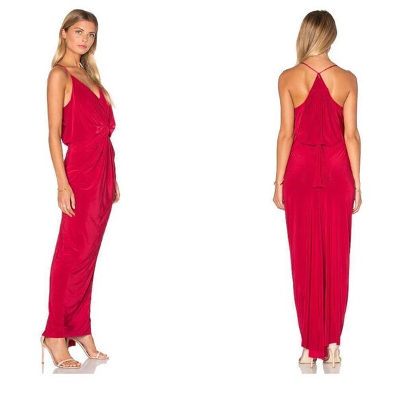 MISA Los Angeles Domino Maxi Dress Red Draped - Picture 2 of 10